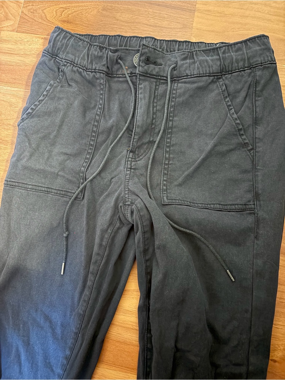 American Eagle Outfitters Black Drawstring Zip-Front Joggers - Picture 3 of 6